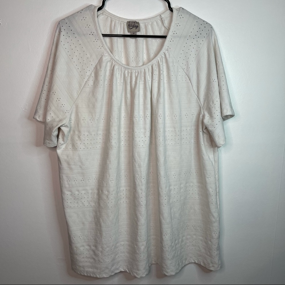 2XL Como Vintage White Blouse